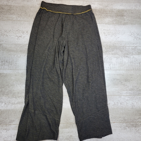 Gershon Bram Pants - Gershon Bram Wide Crop Leg Pants Textured Pleat Brown Knit Lagenlook